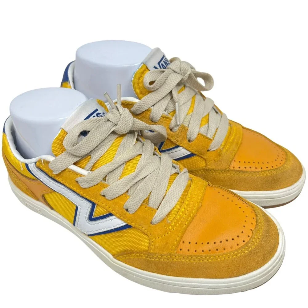 Vans Lowland CC Serio Collection Suede Skater Lace Up Shoe Yellow White Mens 5.5
